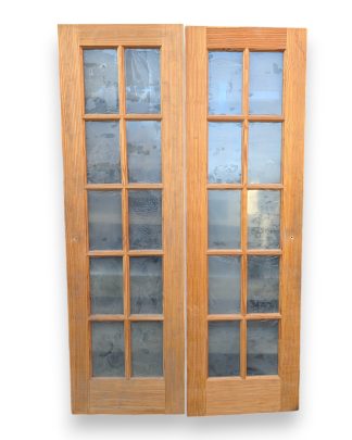 Pair of Wood 10-Light French Doors