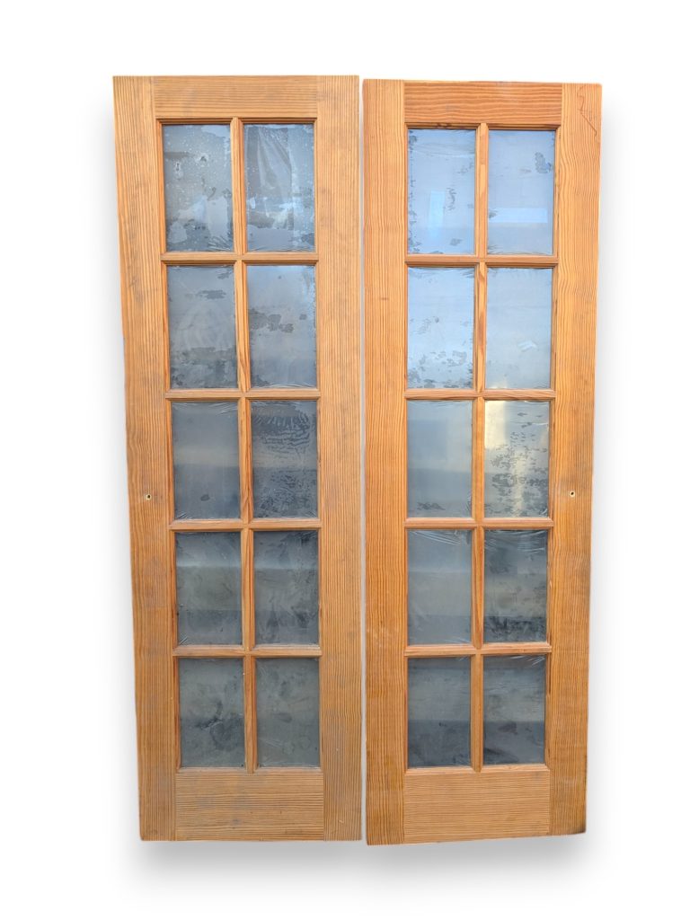 Pair of Wood 10-Light French Doors