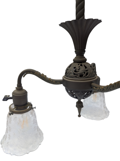Vintage Victorian Style Brass 3-light Rod Pendant