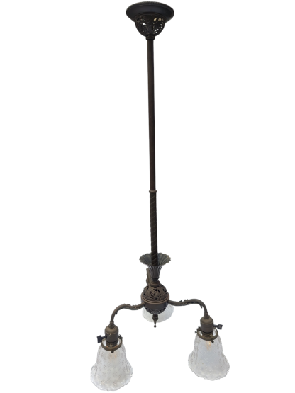 Vintage Victorian Style Brass 3-light Rod Pendant