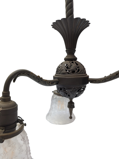 Vintage Victorian Style Brass 3-light Rod Pendant