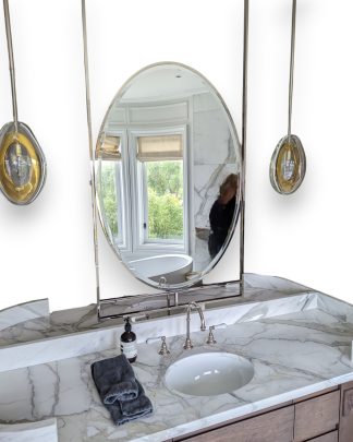 Polished Nickel Double-Sided Framed Oval Mirror
