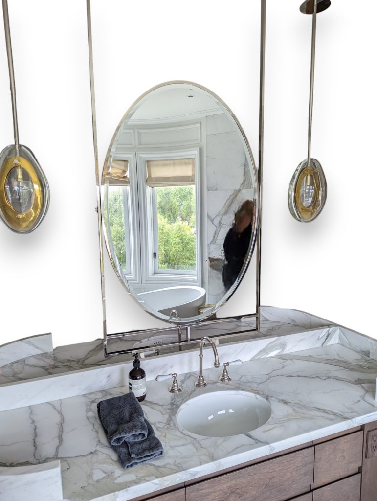 Polished Nickel Double-Sided Framed Oval Mirror