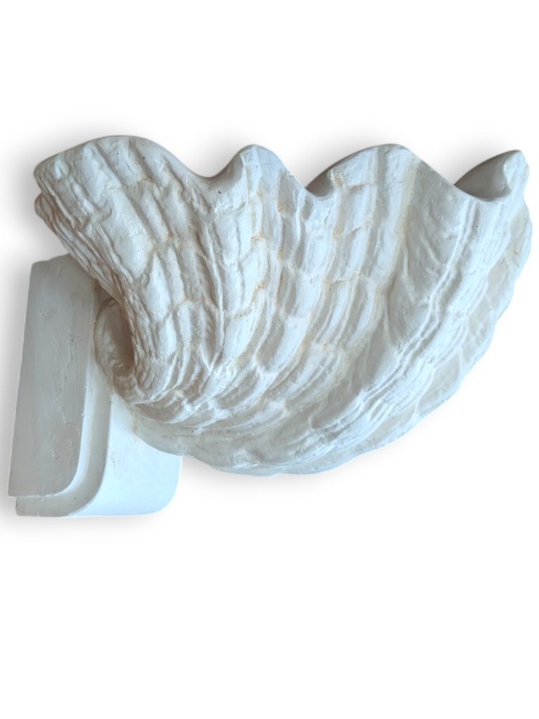 White Plaster Scallop Sconce by Dogfork Lamp Arts