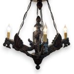 Neo Gothic Wood Dragon Chandelier