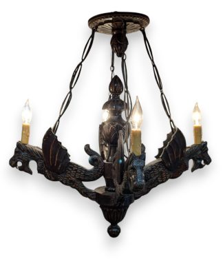 Neo Gothic Wood Dragon Chandelier