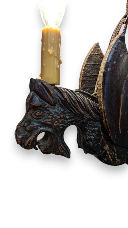 Neo Gothic Wood Dragon Chandelier