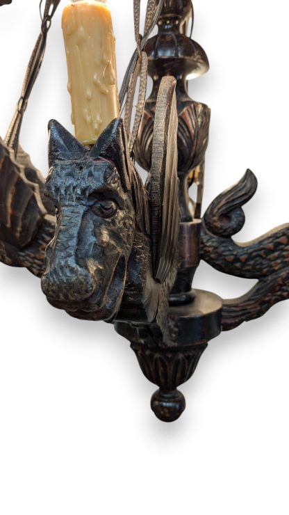 Neo Gothic Wood Dragon Chandelier