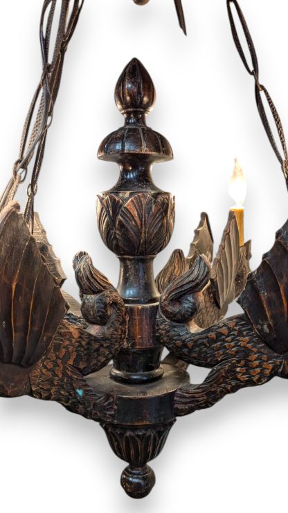 Neo Gothic Wood Dragon Chandelier
