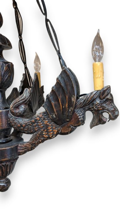 Neo Gothic Wood Dragon Chandelier