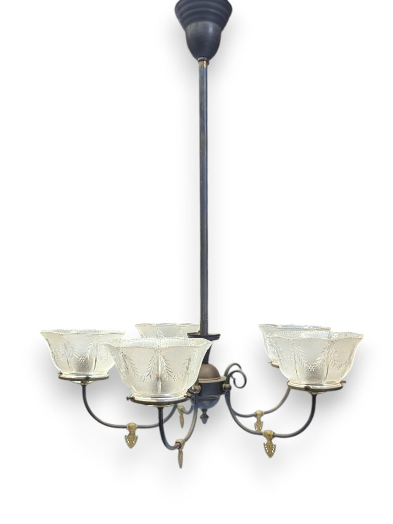 Victorian Style Antique Brass Finished Pendant by Rejuvenation Hardware