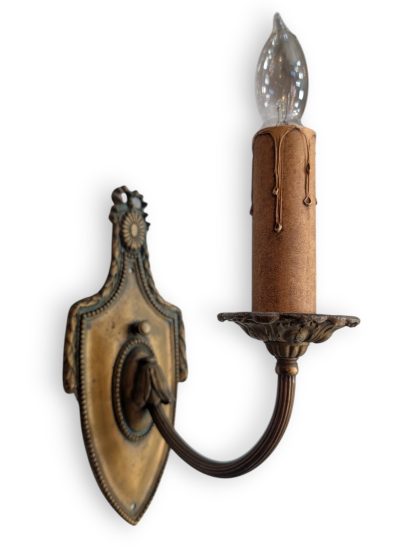 Pair of Vintage Cast Brass Neoclassical Wall Sconces