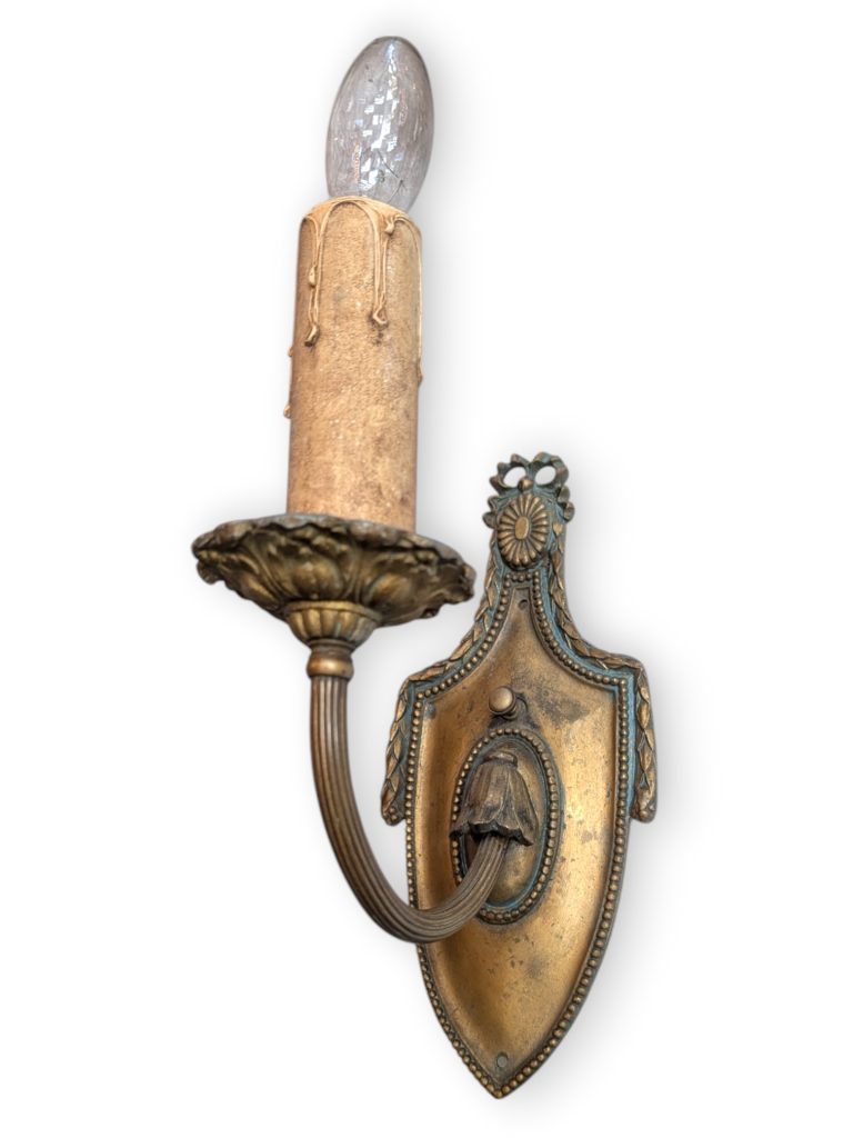 Pair of Vintage Cast Brass Neoclassical Wall Sconces