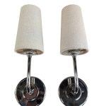 Pair of Modern Taper Linen Shade Sconces