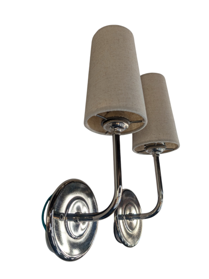 Pair of Modern Taper Linen Shade Sconces